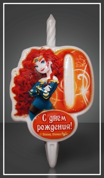 Свеча тортовая цифра "Принцесса Мерида" 0 / Disney