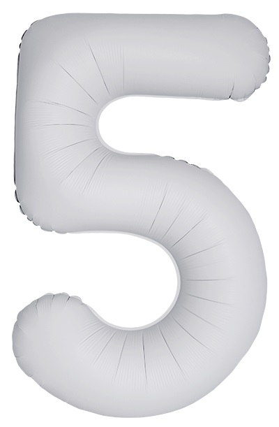 Шар Цифра "5" Slim Белый, Матовый / White (в упаковке)   