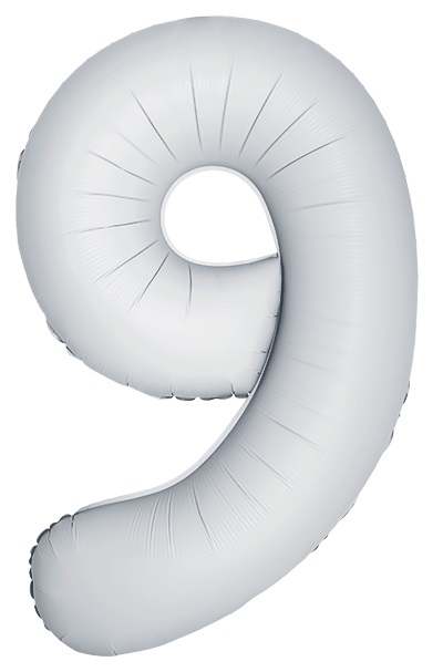Шар Цифра "9" Slim Белый, Матовый / White (в упаковке)   